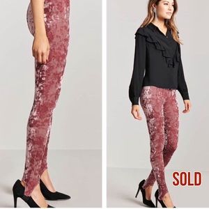 NWT Crushed Velvet Stirrup Leggings